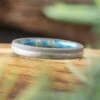 Meteorite And Blue Wood Wedding Band For Women -Johan Jewelry Shop E5498ArtCropped 3
