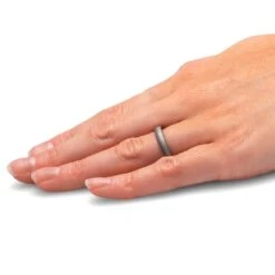 Meteorite And Blue Wood Wedding Band For Women 13 Meteorite And Blue Wood Wedding Band For Women -Johan Jewelry Shop E5498Handshot