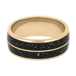 Rose Gold & Black Opal Stardust Wedding Band 12 Rose Gold & Black Opal Stardust Wedding Band -Johan Jewelry Shop E5505RG 4