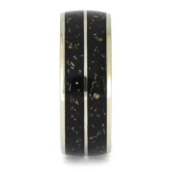 Men's Black Opal Stardust™ Meteorite Ring In White Gold -Johan Jewelry Shop E5505WG 2