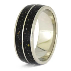 Men's Black Opal Stardust™ Meteorite Ring In White Gold -Johan Jewelry Shop E5505WG 3