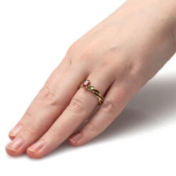 Custom Birthstone Engagement Ring With Redwood And Gold -Johan Jewelry Shop E5512Handshot 8b78ee1f 47f3 4293 8577 b694f967dcce