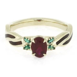 Redwood, Ruby, And Emerald Engagement Ring In White Gold -Johan Jewelry Shop E5512WG 5