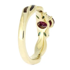 Custom Birthstone Engagement Ring With Redwood And Gold -Johan Jewelry Shop E5512YG 3