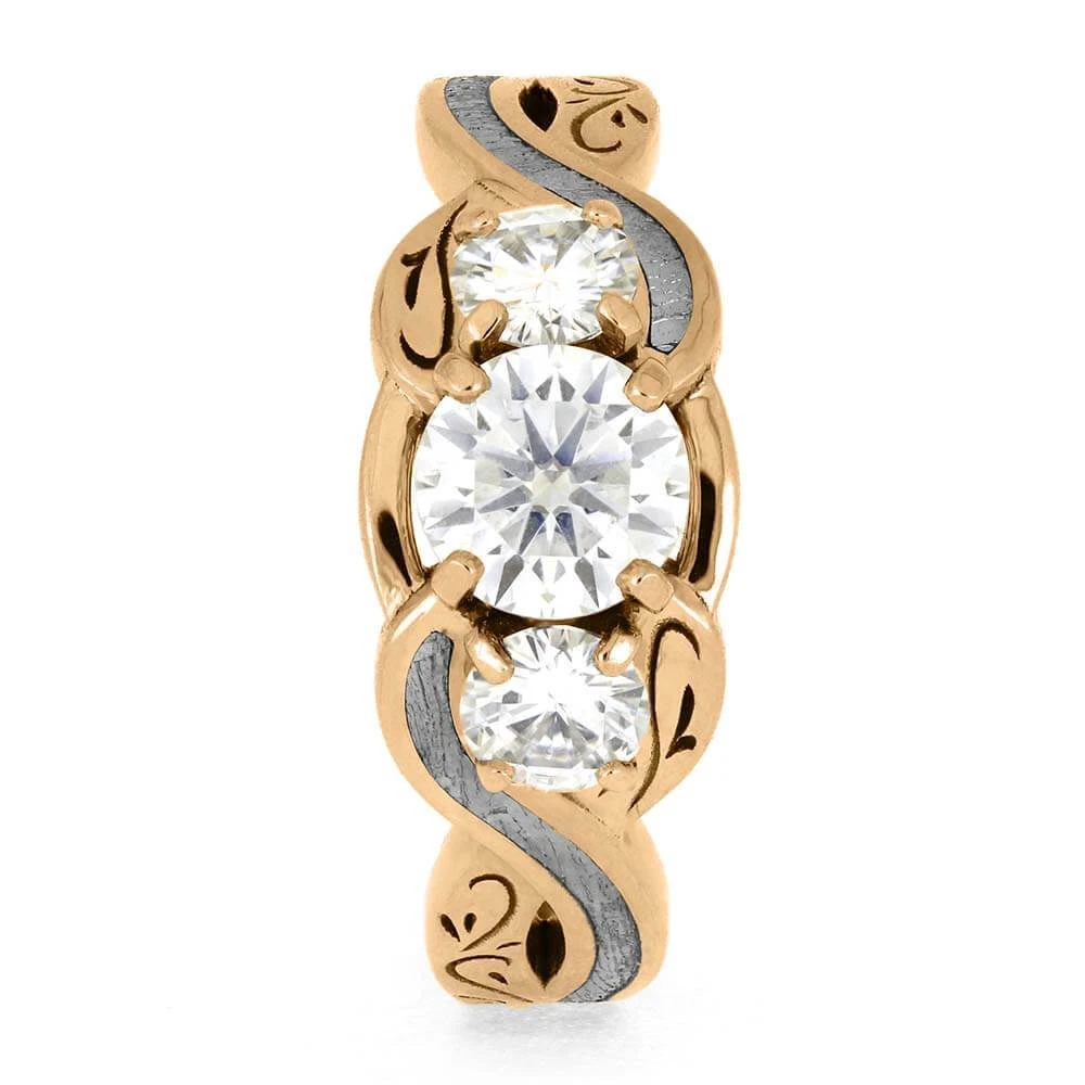 Filigree Engagement Ring With Gibeon Meteorite In Rose Gold 5 Filigree Engagement Ring With Gibeon Meteorite In Rose Gold - Image 3