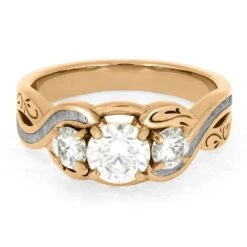 Filigree Engagement Ring With Gibeon Meteorite In Rose Gold 13 Filigree Engagement Ring With Gibeon Meteorite In Rose Gold -Johan Jewelry Shop E5513RG 5