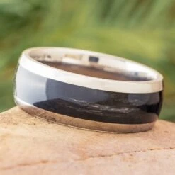 Archer's Bow String Wedding Band In Titanium