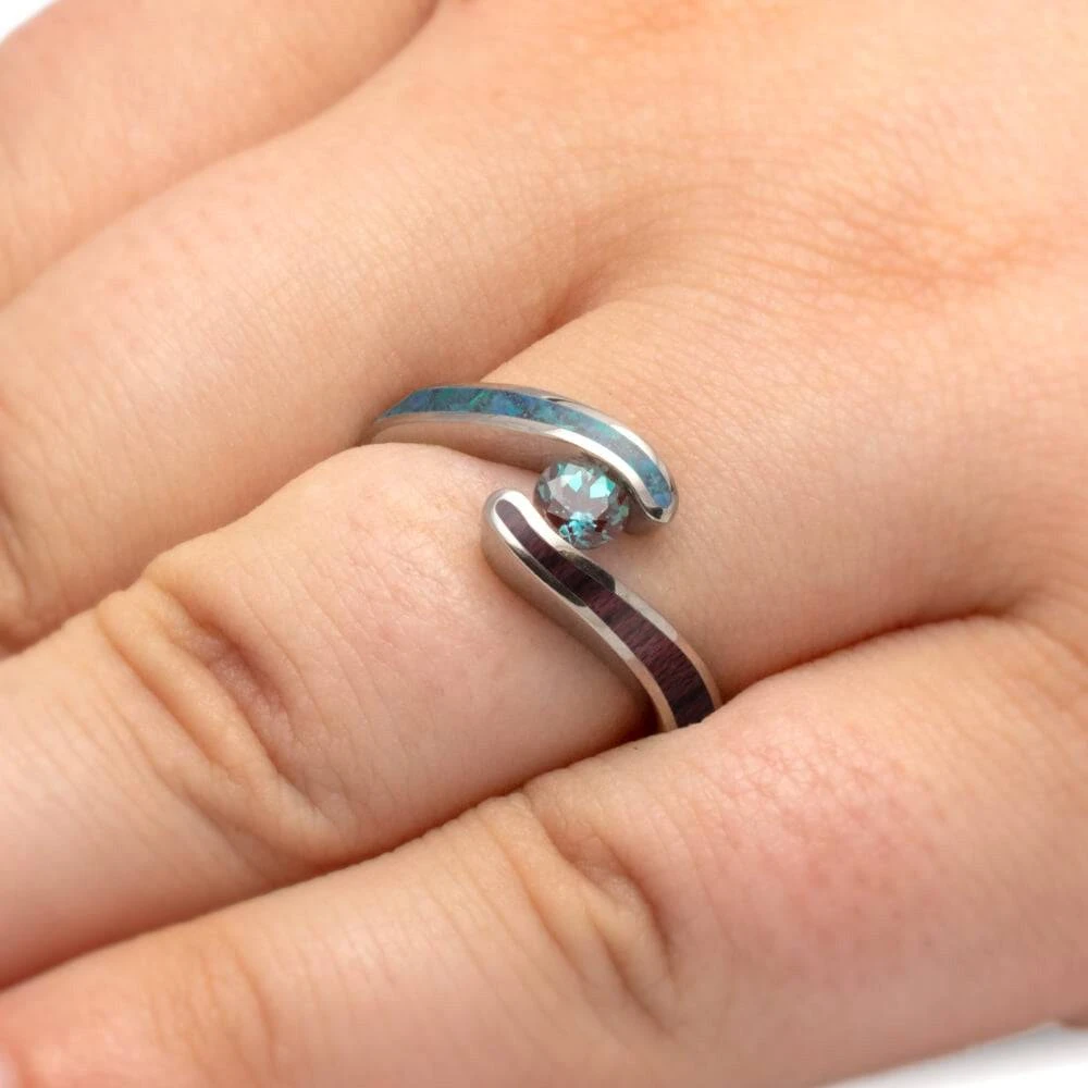 Colorful Engagement Ring With Wood, Opal, And Alexandrite 9 Colorful Engagement Ring With Wood, Opal, And Alexandrite - Image 7