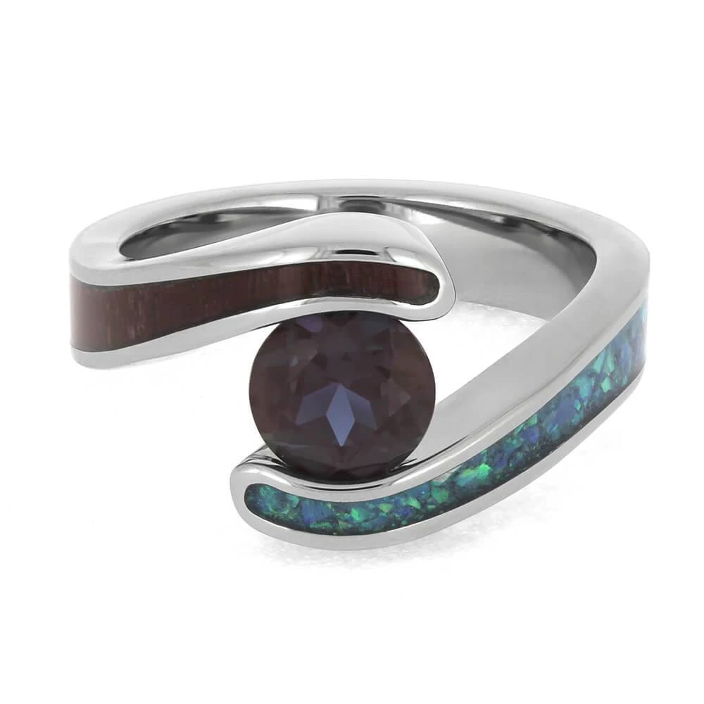 Colorful Engagement Ring With Wood, Opal, And Alexandrite 7 Colorful Engagement Ring With Wood, Opal, And Alexandrite - Image 5