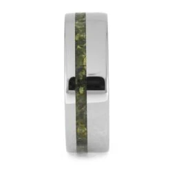 Chrysocolla And Green Box Elder Burl Wedding Band In Titanium -Johan Jewelry Shop E5525TI 2