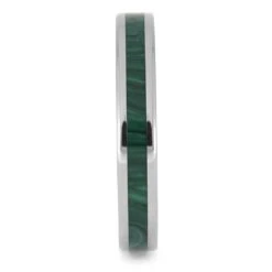 Narrow Green Malachite Wedding Band In Titanium -Johan Jewelry Shop E5532 2