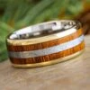 Ironwood And Meteorite Wedding Band With Gold Accents -Johan Jewelry Shop E5533YGArtCropped 1