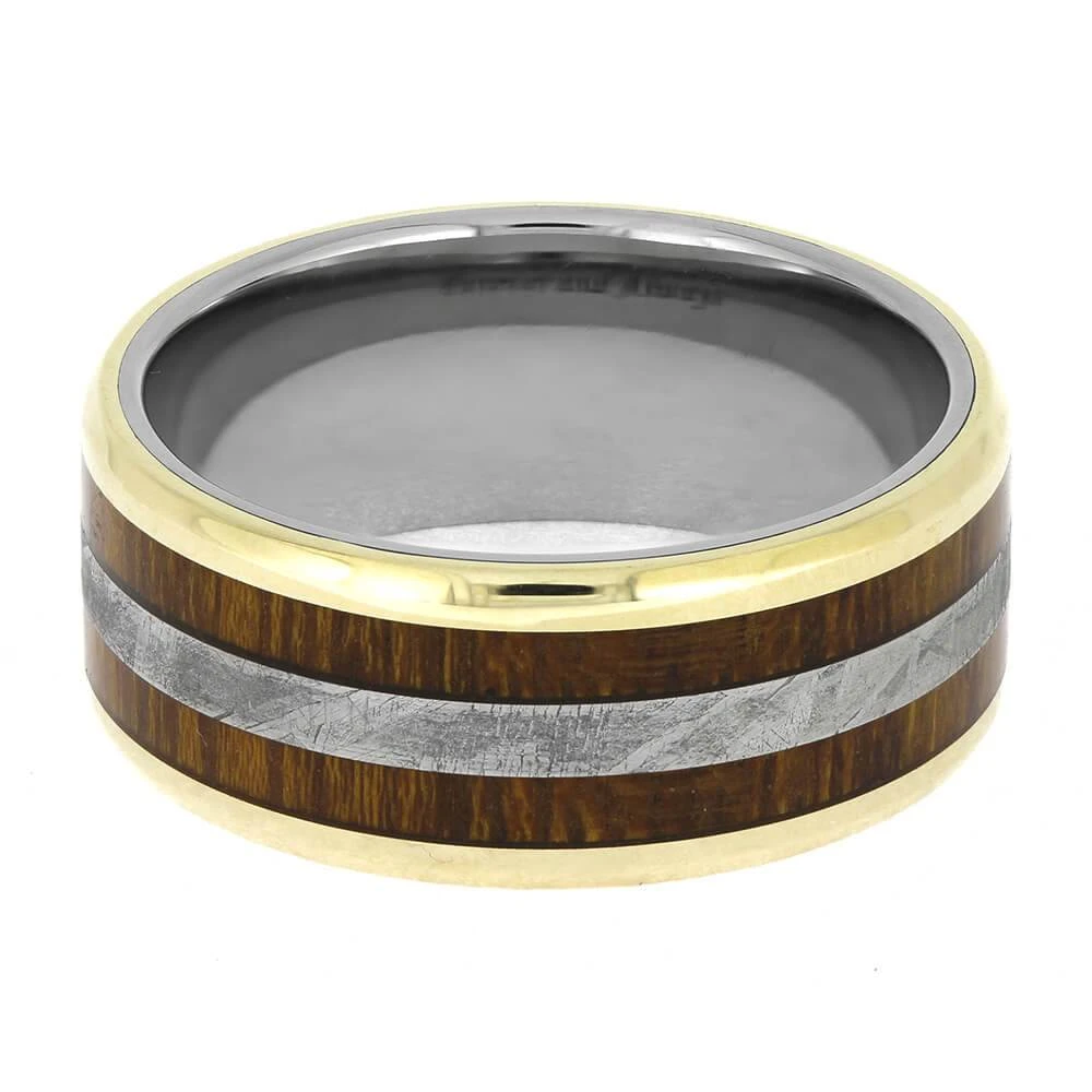 Ironwood And Meteorite Wedding Band With Gold Accents 7 Ironwood And Meteorite Wedding Band With Gold Accents - Image 5