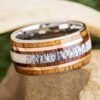 Rustic Wedding Band With Mesquite Wood And Antler -Johan Jewelry Shop E5534RGArtCropped 1