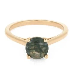 Rose Gold Solitaire With Moss Agate And Infinity Symbol -Johan Jewelry Shop E5539RG14 5