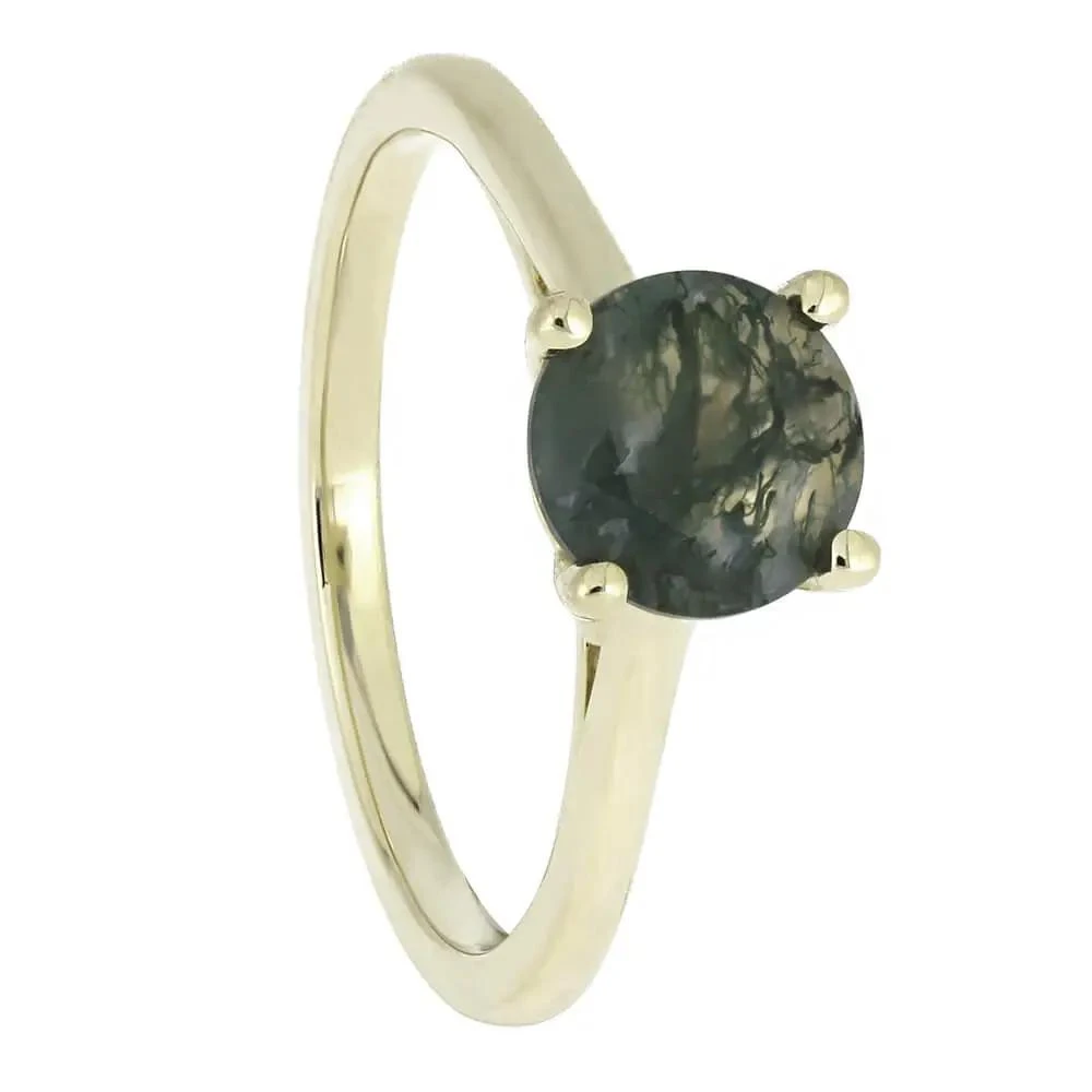 White Gold Engagement Ring With Faceted Moss Agate 4 White Gold Engagement Ring With Faceted Moss Agate - Image 2