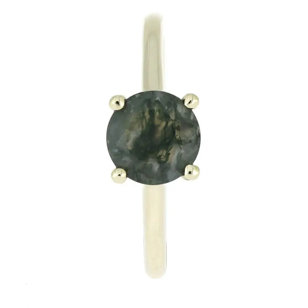 White Gold Engagement Ring With Faceted Moss Agate 5 White Gold Engagement Ring With Faceted Moss Agate - Image 3