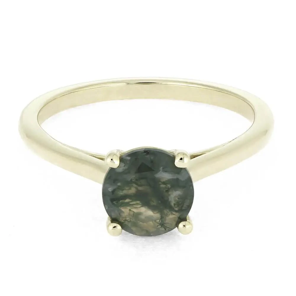White Gold Engagement Ring With Faceted Moss Agate 8 White Gold Engagement Ring With Faceted Moss Agate - Image 6