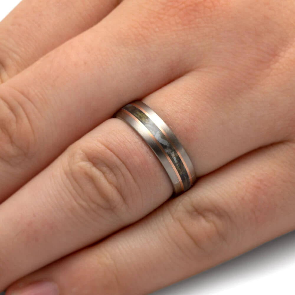 Golf Tee Wedding Band With Rose Gold Pinstripes 8 Golf Tee Wedding Band With Rose Gold Pinstripes - Image 6