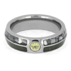 Colorful Birthstone Wedding Band With Peridot And Pearl -Johan Jewelry Shop E5561 4