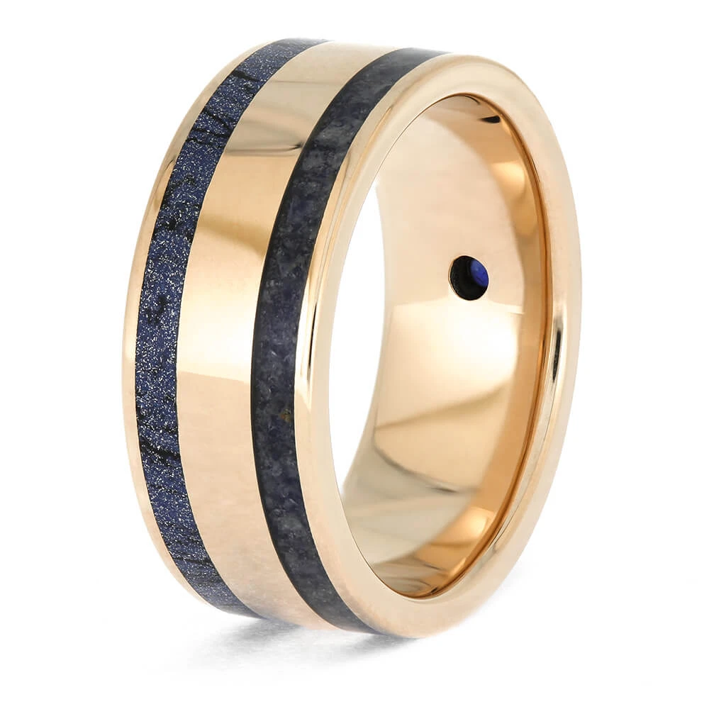 Rose Gold Wedding Band For Men With Sapphire And Mokume 6 Rose Gold Wedding Band For Men With Sapphire And Mokume - Image 4