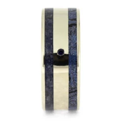 Men's Blue Wedding Band With Mokume Gane And Sapphire In White Gold 9 Men's Blue Wedding Band With Mokume Gane And Sapphire In White Gold -Johan Jewelry Shop E5563WG 2