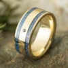 Sapphire And Mokume Wedding Band In Yellow Gold -Johan Jewelry Shop E5563YGArtCropped 3
