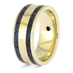 Sapphire And Mokume Wedding Band In Yellow Gold 10 Sapphire And Mokume Wedding Band In Yellow Gold -Johan Jewelry Shop E5563YG 3