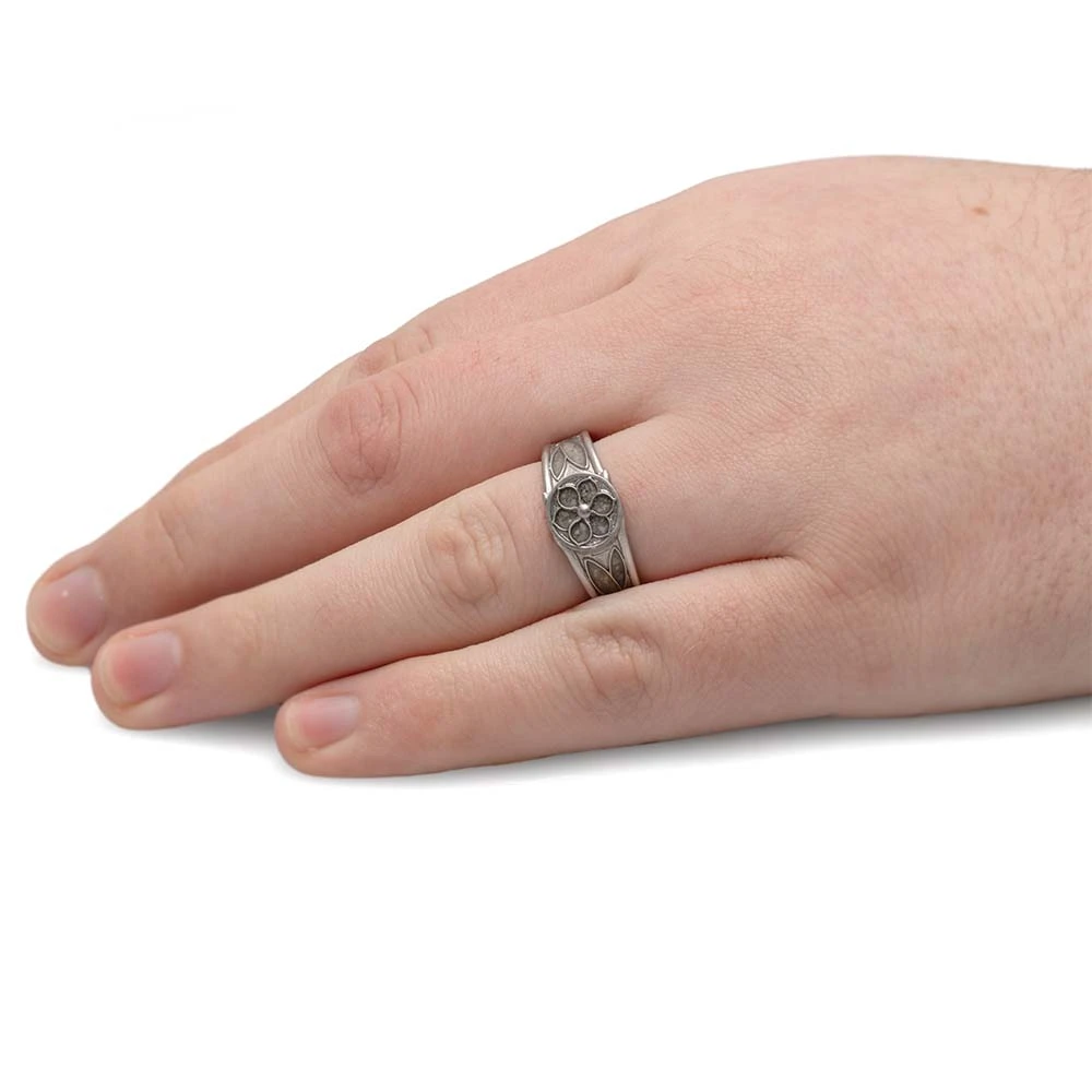 Custom Memorial Signet Ring With Floral Design 9 Custom Memorial Signet Ring With Floral Design - Image 7