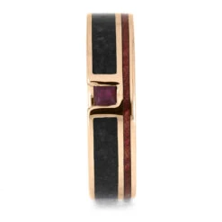Rose Gold And Ruby Wedding Band For Men With Onyx -Johan Jewelry Shop E5566RG14 2