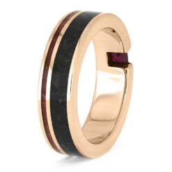 Rose Gold And Ruby Wedding Band For Men With Onyx -Johan Jewelry Shop E5566RG14 3