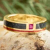 Onyx And Ruby Wedding Band For Men In Yellow Gold 1 Onyx And Ruby Wedding Band For Men In Yellow Gold -Johan Jewelry Shop E5566YGArtCropped 2
