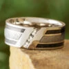 Platinum Wedding Band With Diamonds, Meteorite And Fossil Inlays 2 Platinum Wedding Band With Diamonds, Meteorite And Fossil Inlays -Johan Jewelry Shop E5567ArtCropped 3