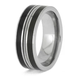 Jade And Vinyl Record Ring With Guitar String -Johan Jewelry Shop E5568 3