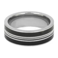 Jade And Vinyl Record Ring With Guitar String -Johan Jewelry Shop E5568 4