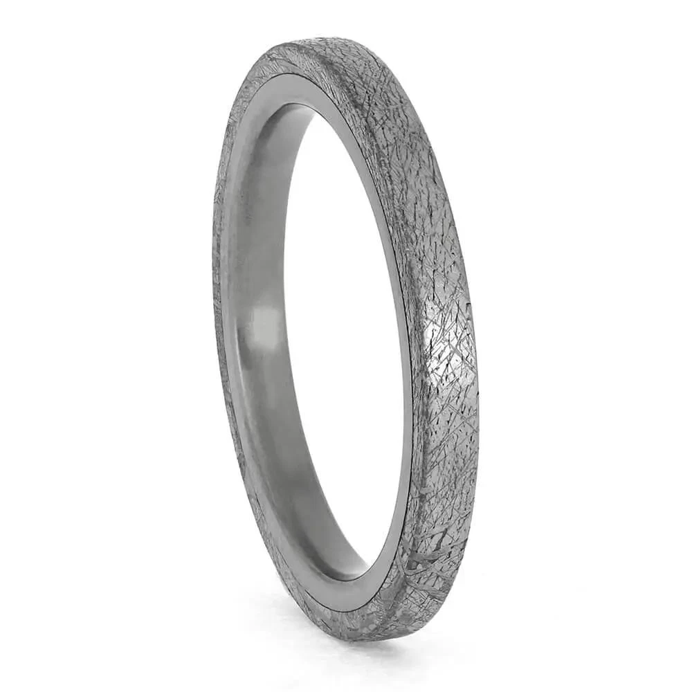 Narrow Meteorite Wedding Band For Women 4 Narrow Meteorite Wedding Band For Women - Image 2