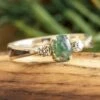 Moss Agate Engagement Ring With Dinosaur Bone -Johan Jewelry Shop E5571ArtCropped 4