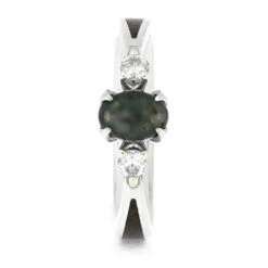 Moss Agate Engagement Ring With Dinosaur Bone -Johan Jewelry Shop E5571 2