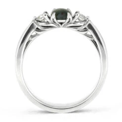 Moss Agate Engagement Ring With Dinosaur Bone -Johan Jewelry Shop E5571 4