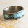 Blue Larimar Stone Wedding Band In Titanium -Johan Jewelry Shop E5575ArtCropped 2