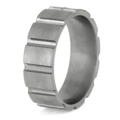 Men's Titanium Ring With Grooved Profile -Johan Jewelry Shop E5576 3