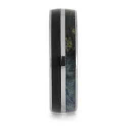 Vinyl Record Wedding Band With Blue Wood -Johan Jewelry Shop E5579 2