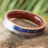 Lapis Lazuli And Gibeon Meteorite Wedding Band In Rose Gold