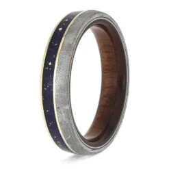 White Gold Ring With Lapis Lazuli And Meteorite 11 White Gold Ring With Lapis Lazuli And Meteorite -Johan Jewelry Shop E5580WG 3