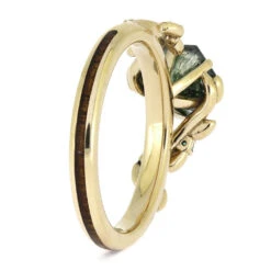 Floral Engagement Ring In Yellow Gold With Wood Inlay -Johan Jewelry Shop E5588YG 3