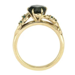 Floral Engagement Ring In Yellow Gold With Wood Inlay -Johan Jewelry Shop E5588YG 4