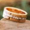 Olive Wood And Pearl Wedding Band In Rose Gold 1 Olive Wood And Pearl Wedding Band In Rose Gold -Johan Jewelry Shop E5599RGArtCropped 2