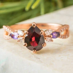 Garnet Birthstone Engagement Ring In Rose Gold