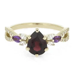 Garnet And Amethyst Engagement Ring In White Gold -Johan Jewelry Shop E5600WG 5