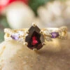 Garnet Engagement Ring With Amethyst And Diamond Accents -Johan Jewelry Shop E5600YGArtCropped 2